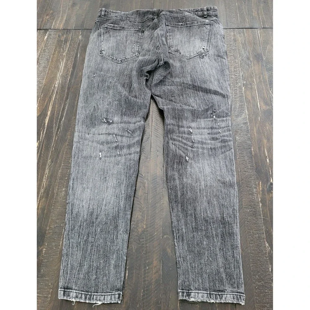 Zara Men’s Grey Acid Wash Skinny Jeans US 36 Distressed Slim Fit Streetwear